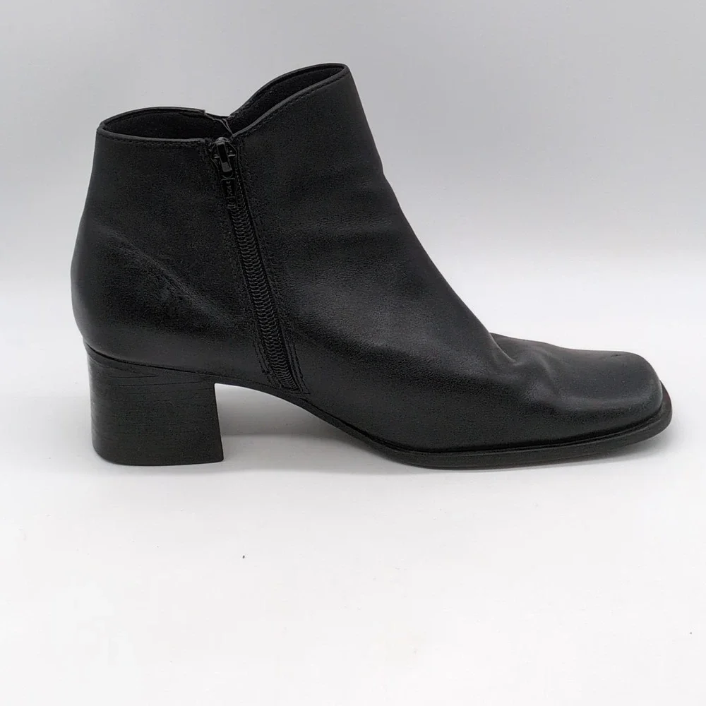 White Mountain‎ Shoes Womens Marianna Black 8.5 Leather Ankle Boots Side Zip